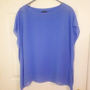 Ann Taylor Flutter Overlay Blouse Blue Size S
